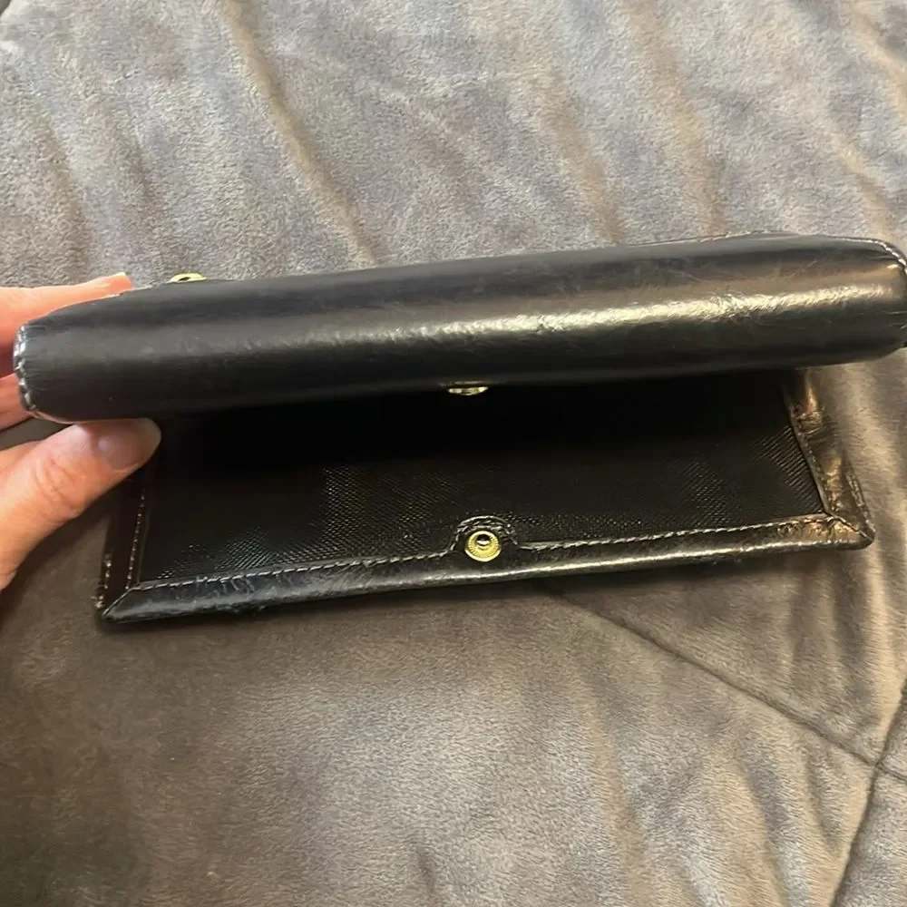 Fossil Ellis 29 Black Leather Wallet Clutch